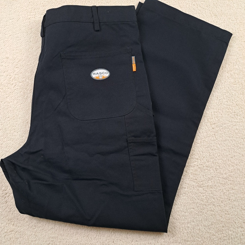 Rasco FR Duck Carpenter Pants Mens Size 38x30 Black NFPA 2112